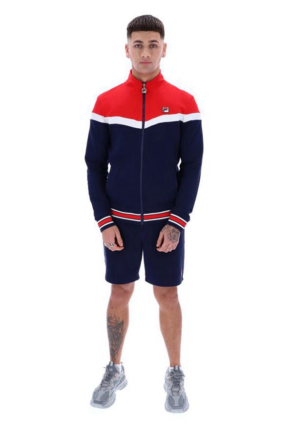 Fila Flint Track Men's Jackets - Navy/Red,NZ 824-30642